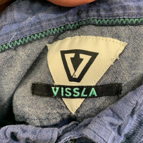 Vissla Button Shirt Mens Large Blue Long Sleeve Cotton - Picture 12 of 16